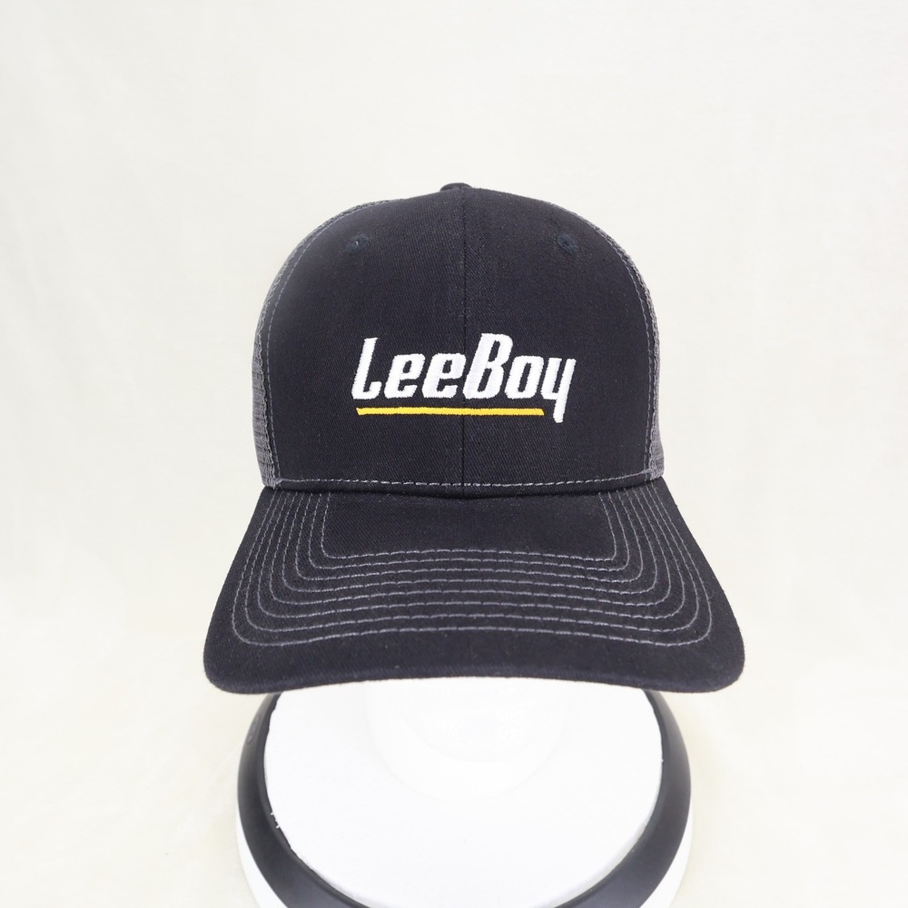 LeeBoy Construction Equipment Mesh Back Trucker Hat Snapback Black Gray Logo